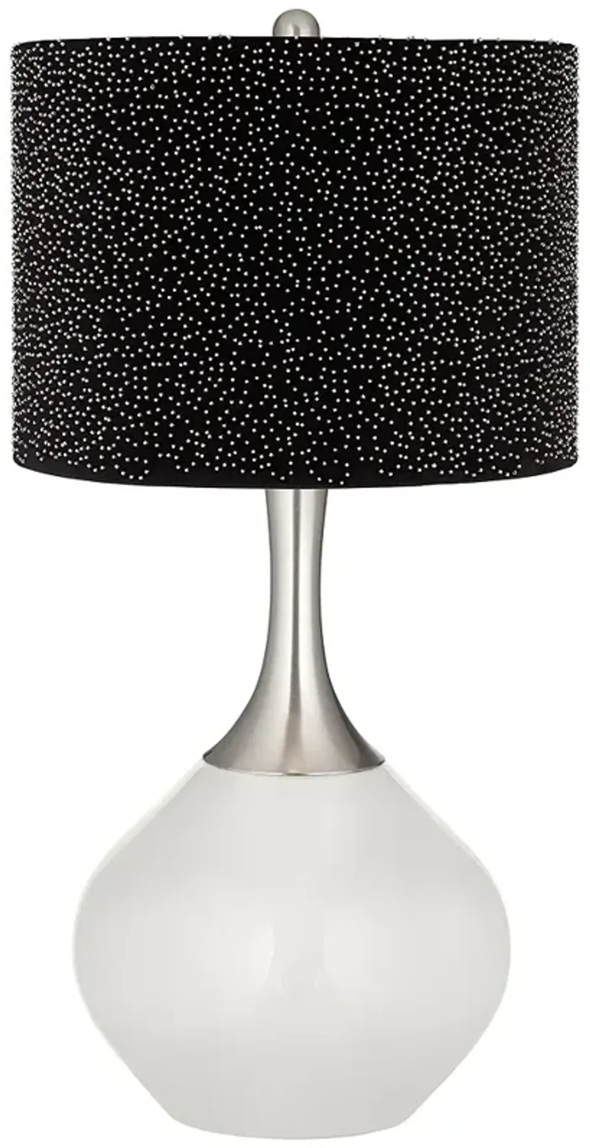 Winter White Spencer Table Lamp w/ Black Scatter Gold Shade