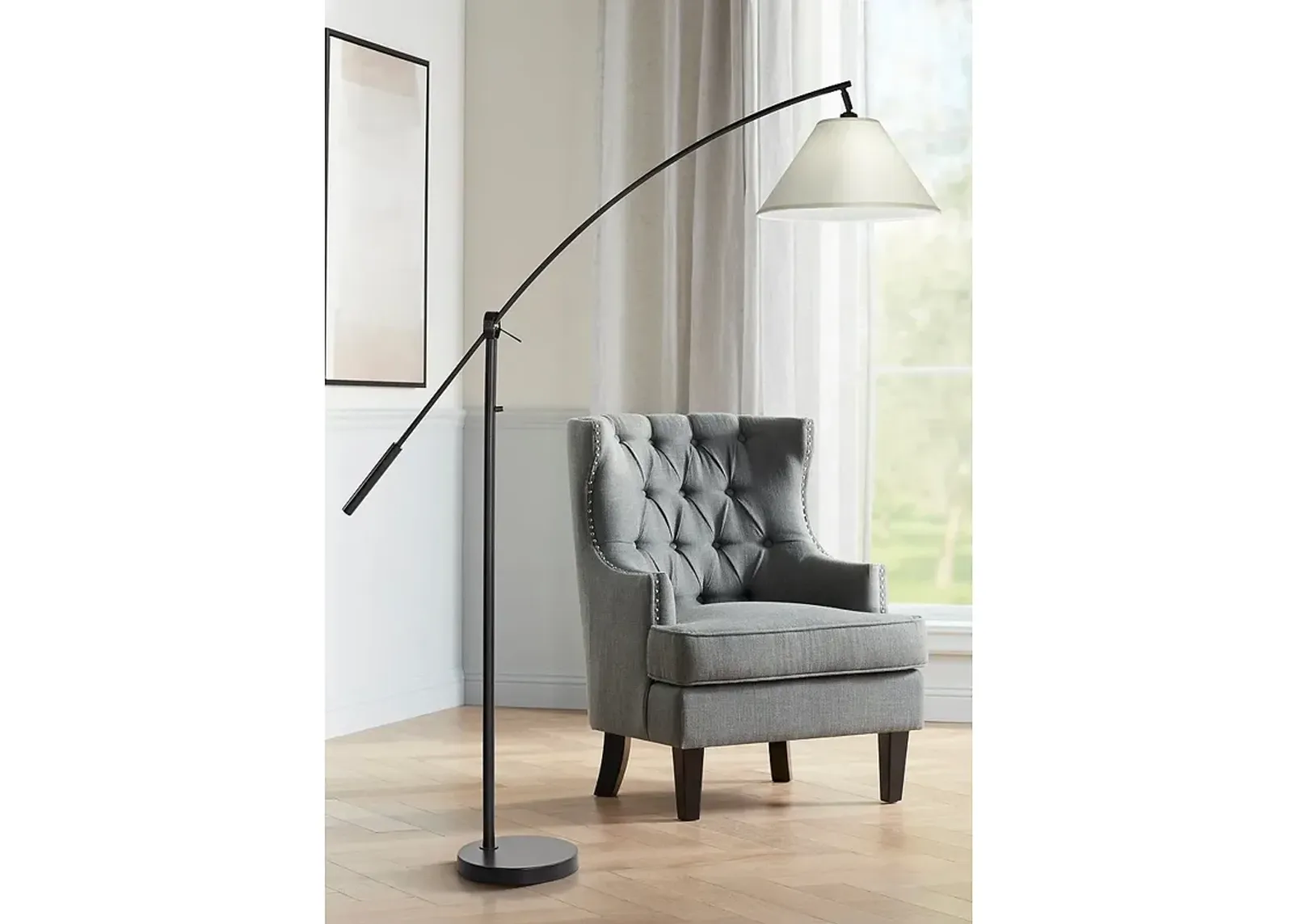 Franklin Iron Works 82 1/2" High Matte Black Finish Arc Arm Floor Lamp