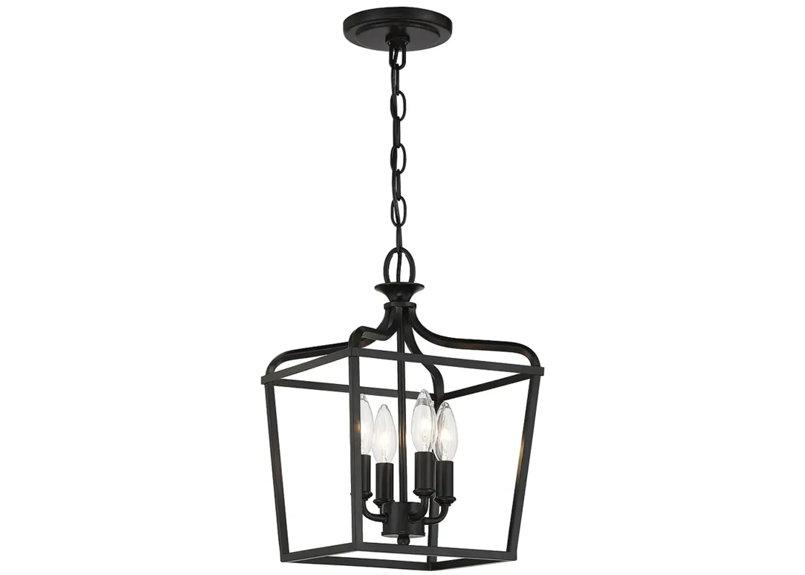 Minka Lavery Laurel Estate 4-Light 10-in Black Cage Pendant to Semi-Flush