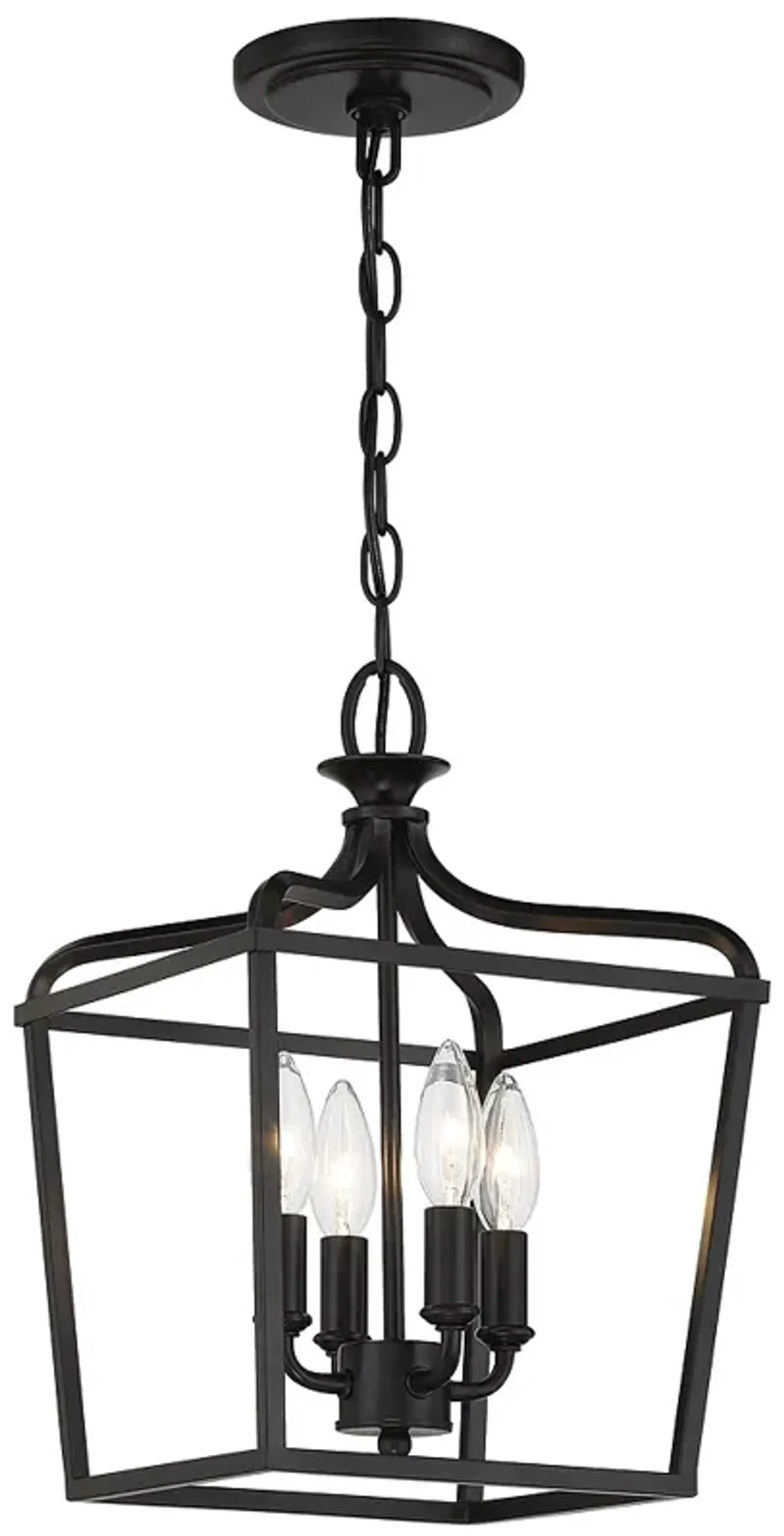 Minka Lavery Laurel Estate 4-Light 10-in Black Cage Pendant to Semi-Flush