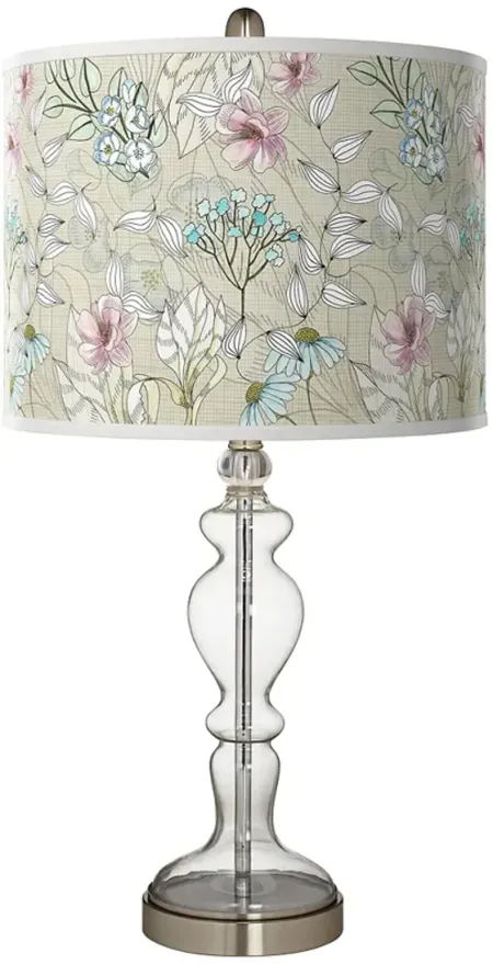 Botanical Giclee Apothecary Clear Glass Table Lamp