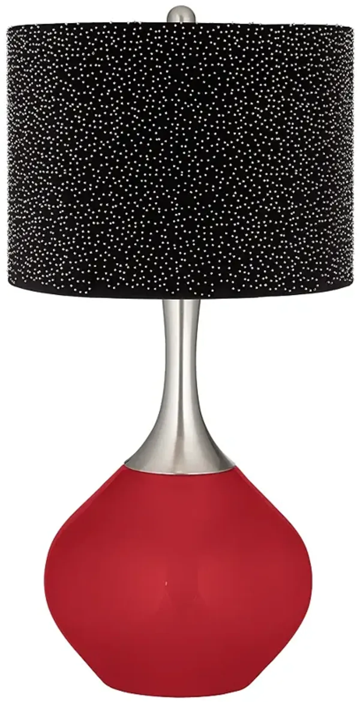Ribbon Red Spencer Table Lamp w/ Black Scatter Gold Shade