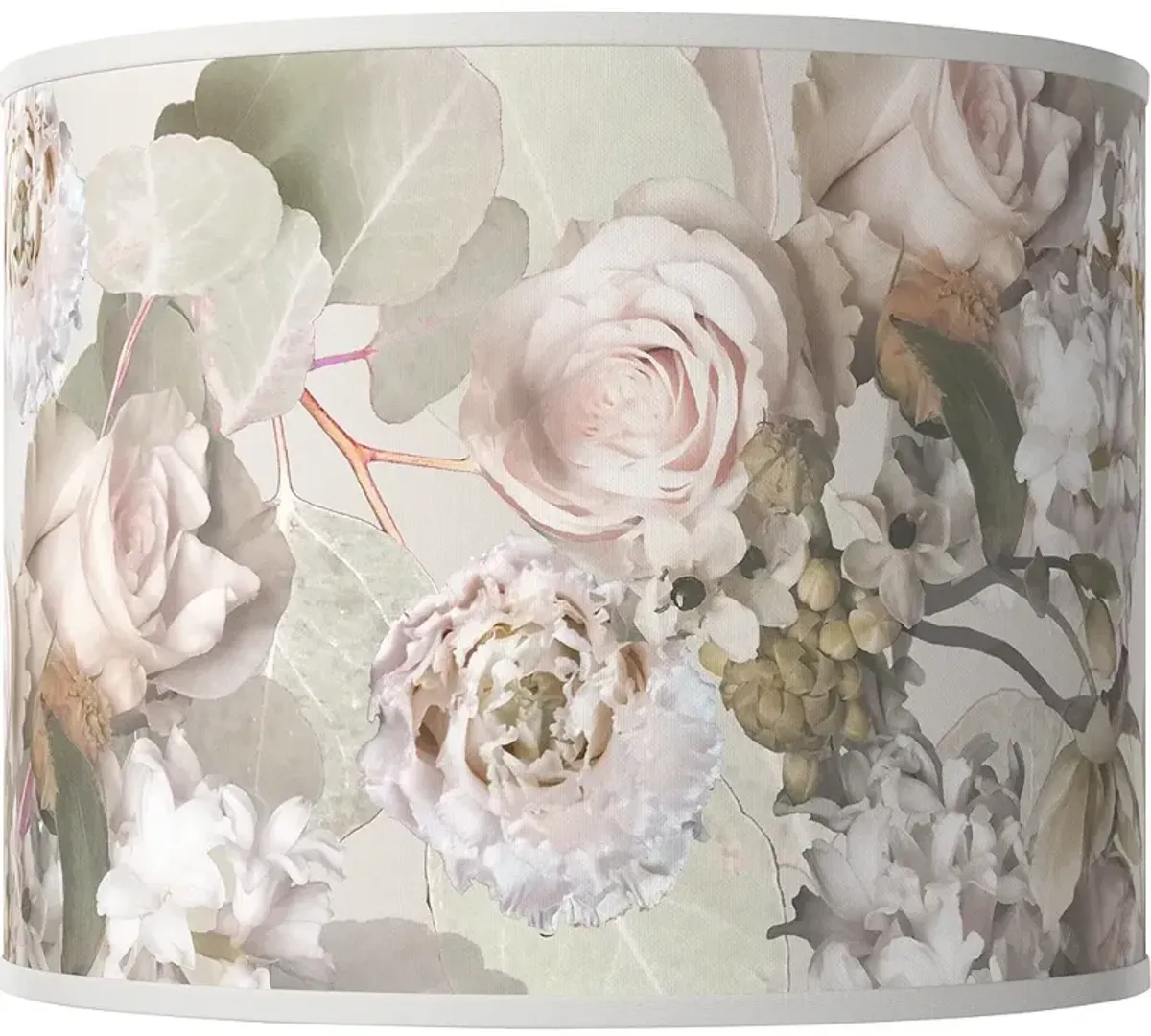Giclee Glow Rosy Blossoms White Drum Lamp Shade 14x14x11 (Spider)