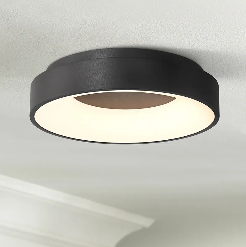 Possini Euro Brock 15" Wide Sand Black LED Ceiling Light