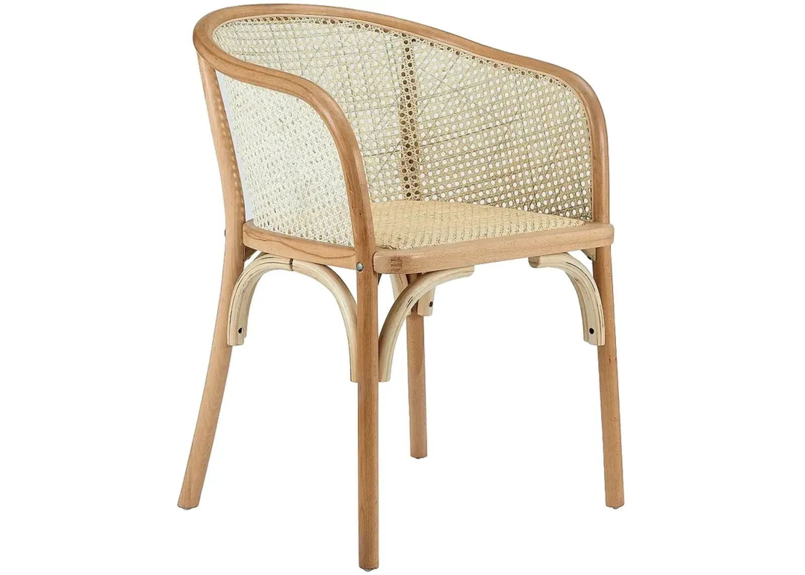 Elsy Natural Wood and Rattan Armchair