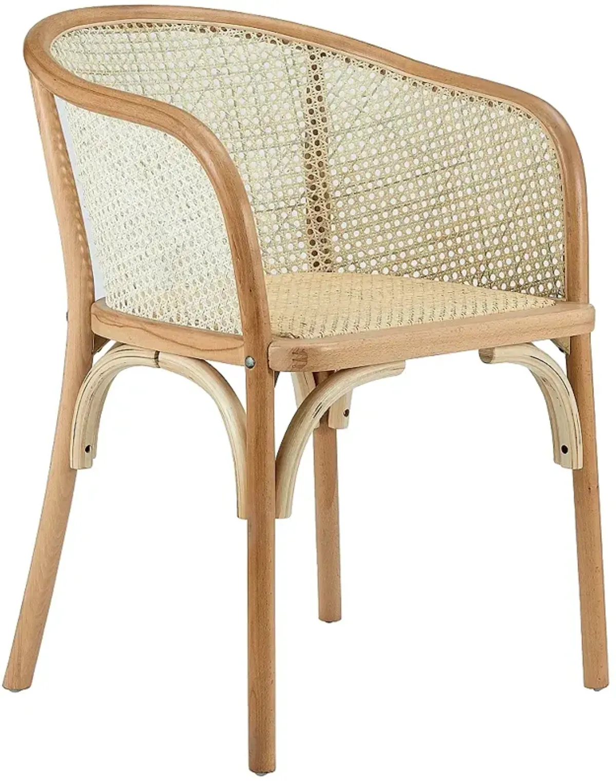 Elsy Natural Wood and Rattan Armchair