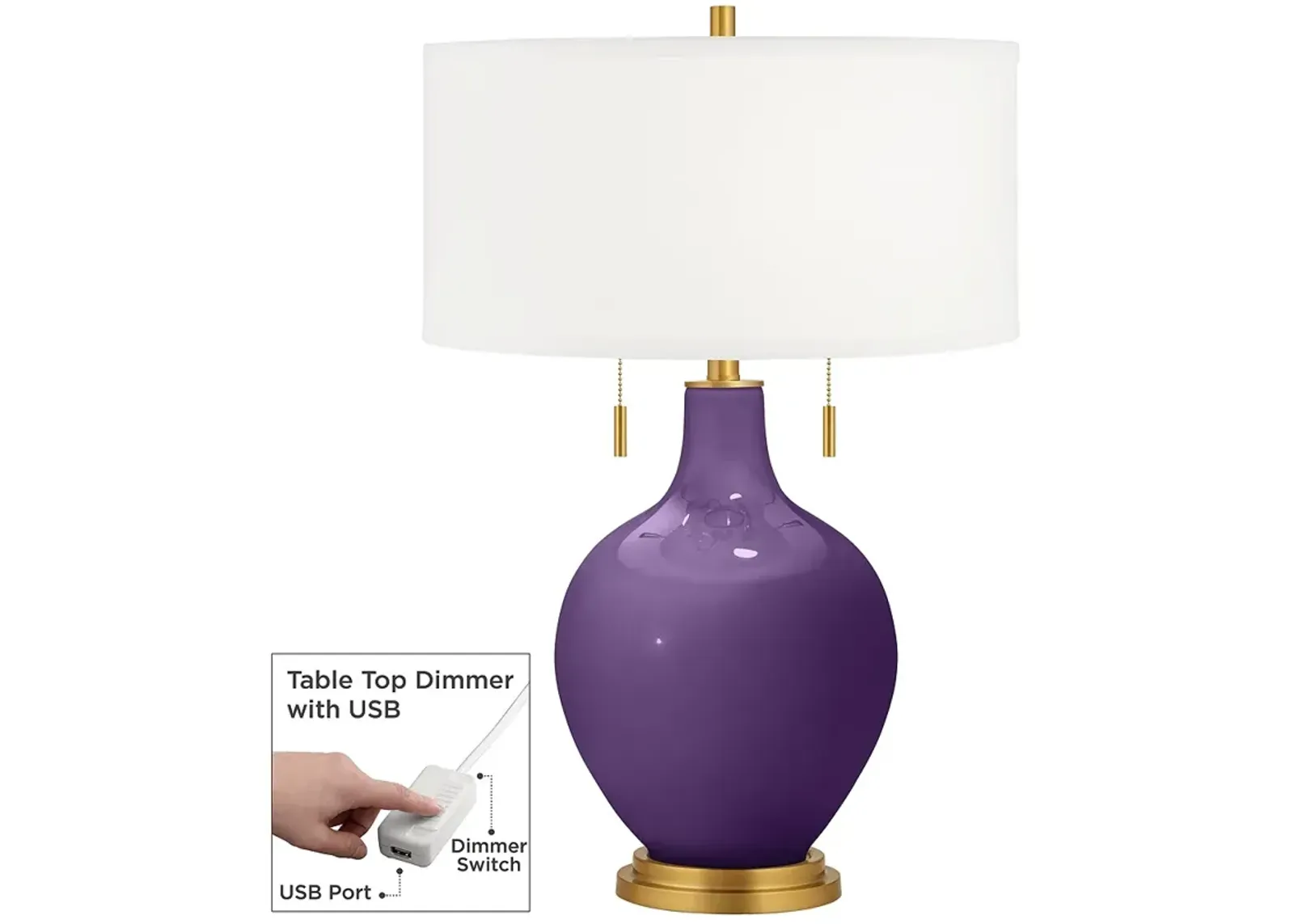 Acai Toby Brass Accents Table Lamp with Dimmer