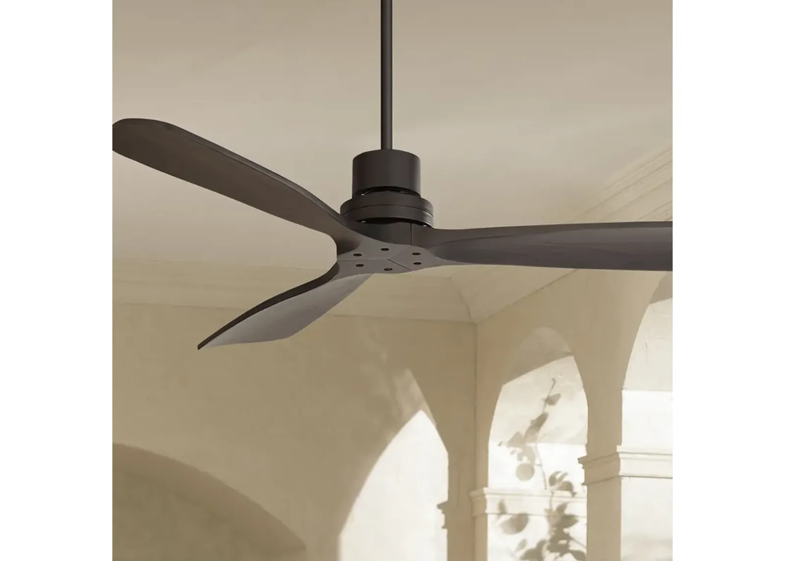 52" Casa Delta-Wing Matte Black Damp Rated Ceiling Fan with Remote