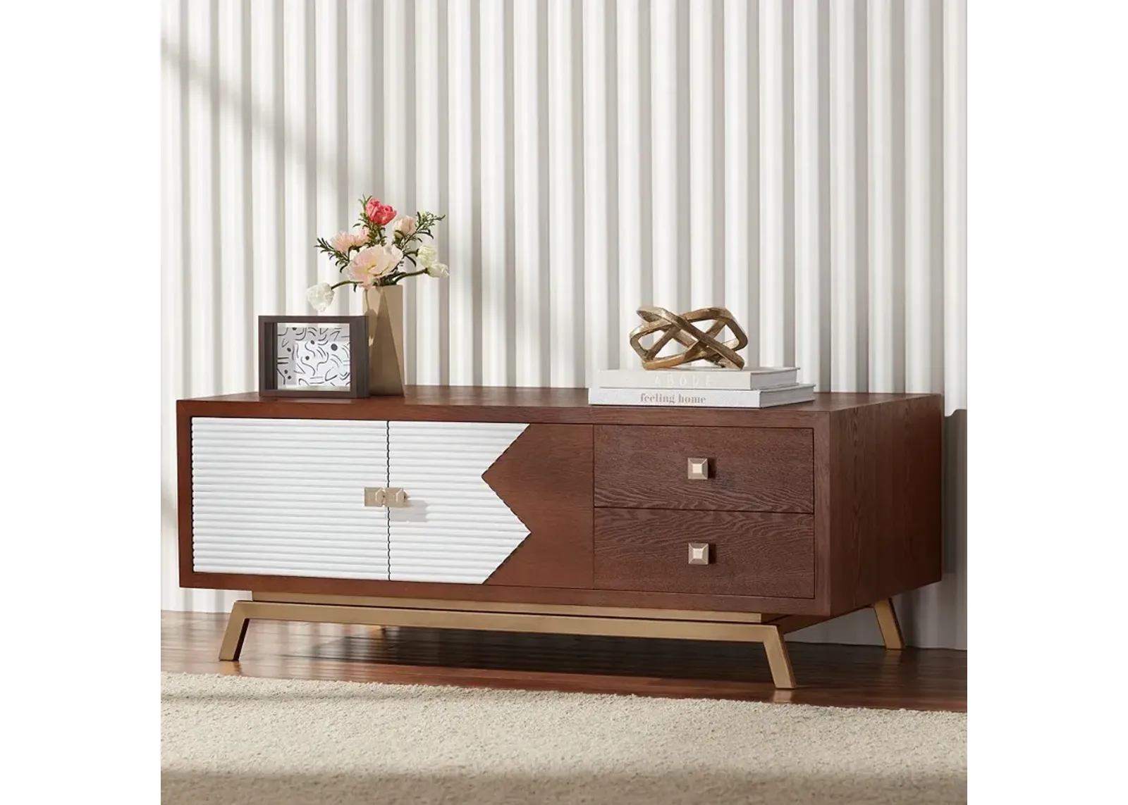 Larkin 47 1/4" Wide Cherry Wood 2-Drawer 2-Door Media Console