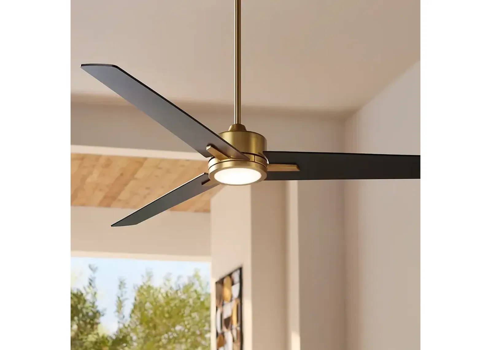 60" Monte Largo Soft Brass LED Ceiling Fan with Remote Control