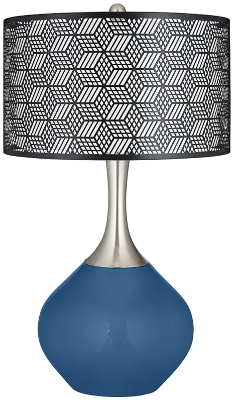 Regatta Blue Black Metal Shade Spencer Table Lamp
