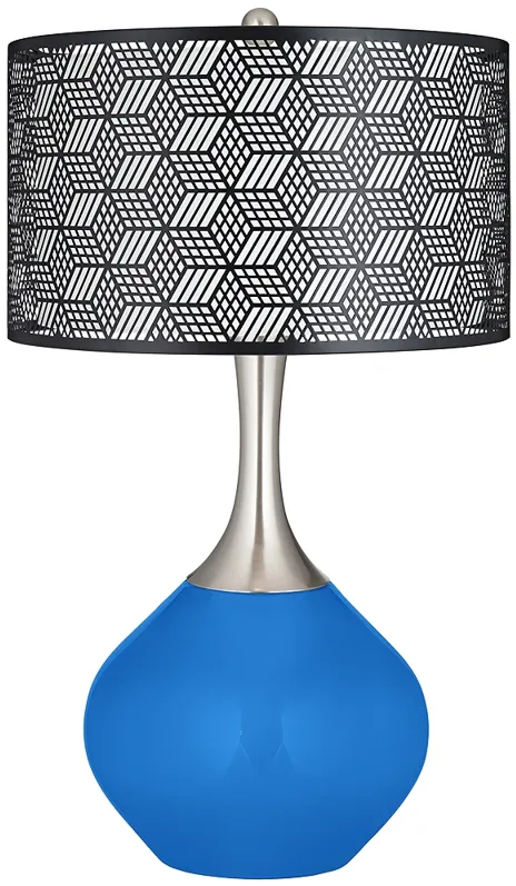Royal Blue Black Metal Shade Spencer Table Lamp