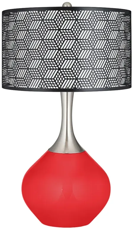 Poppy Red Black Metal Shade Spencer Table Lamp