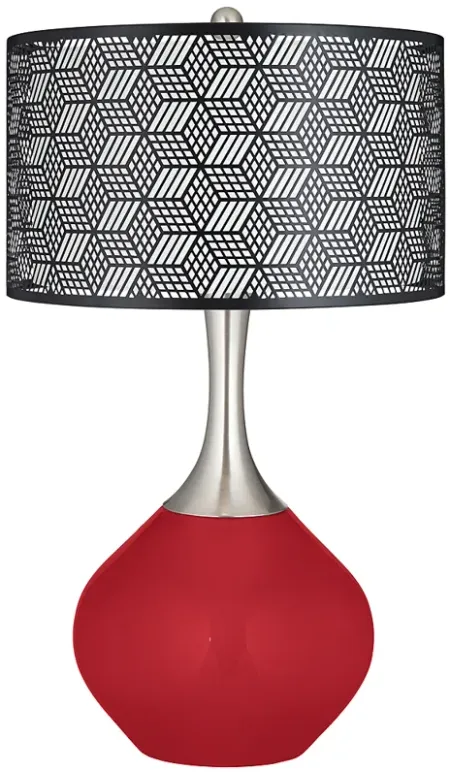 Ribbon Red Black Metal Shade Spencer Table Lamp