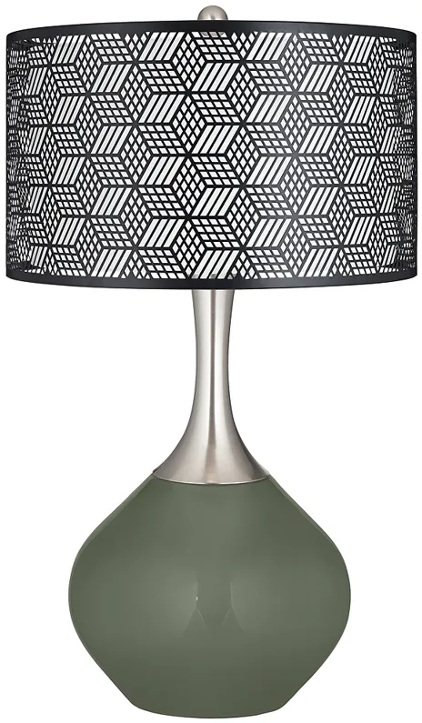 Color Plus Spencer 31" Black Metal Shade Deep Lichen Green Table Lamp