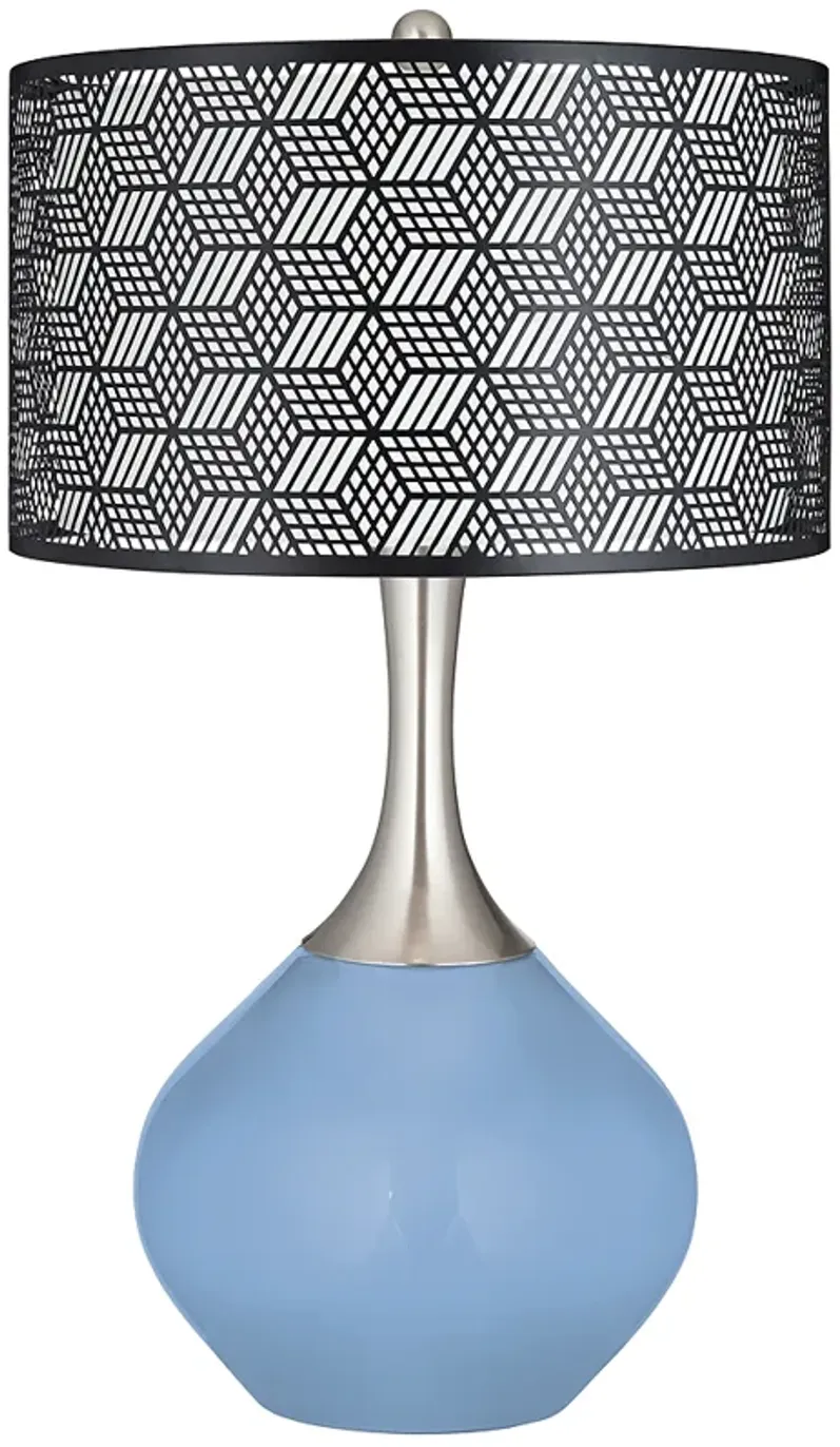Color Plus Spencer 31" Black Shade with Placid Blue Modern Table Lamp