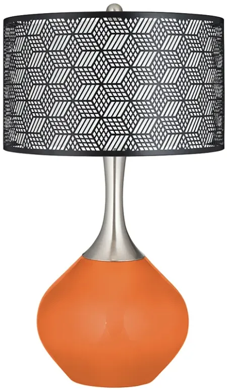 Celosia Orange Black Metal Shade Spencer Table Lamp