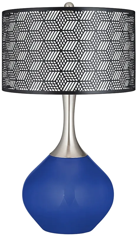 Dazzling Blue Black Metal Shade Spencer Table Lamp