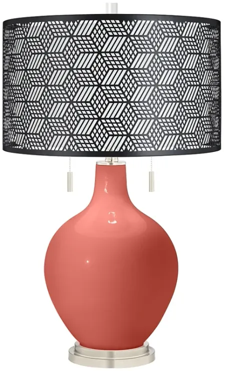 Color Plus Toby 28" Black Metal and Coral Reef Pink Table Lamp