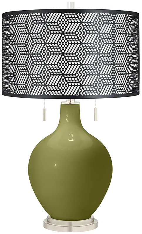 Rural Green Toby Table Lamp With Black Metal Shade