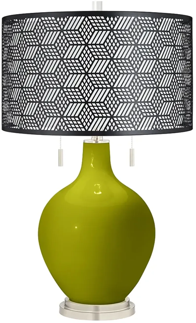 Olive Green Toby Table Lamp With Black Metal Shade