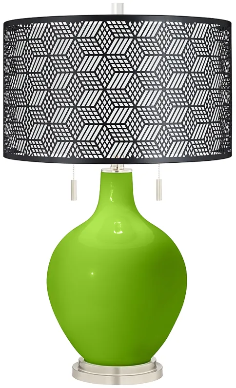 Neon Green Toby Table Lamp With Black Metal Shade