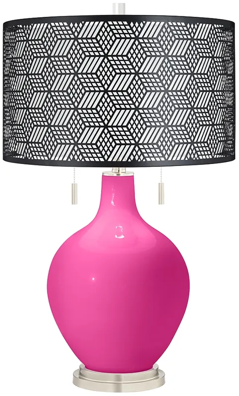 Fuchsia Toby Table Lamp With Black Metal Shade