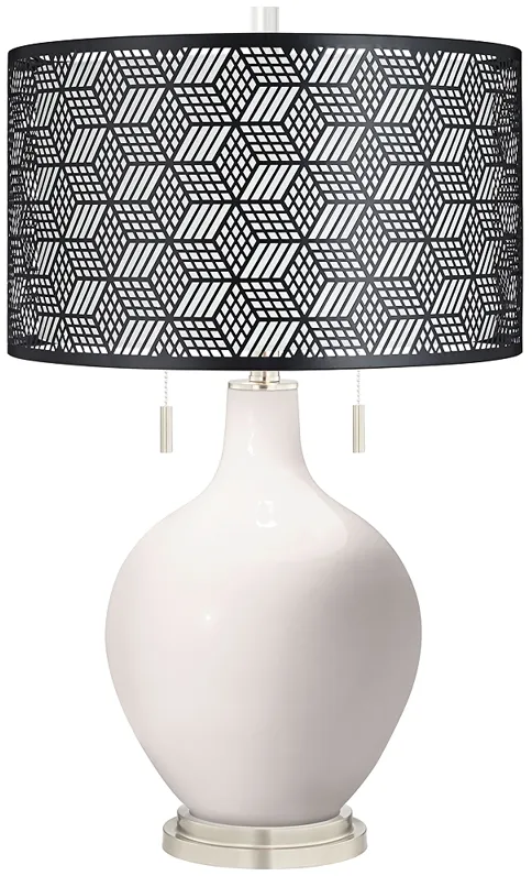 Smart White Toby Table Lamp With Black Metal Shade