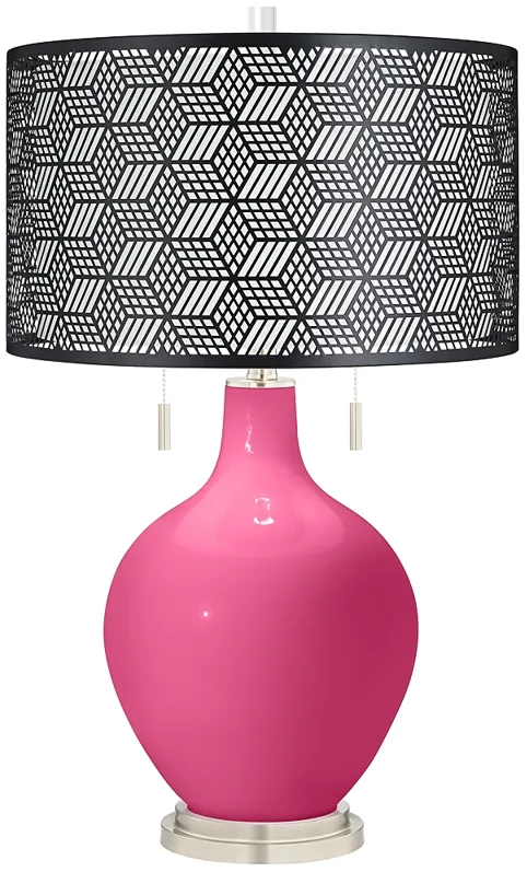 Blossom Pink Toby Table Lamp With Black Metal Shade