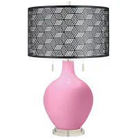 Candy Pink Toby Table Lamp With Black Metal Shade