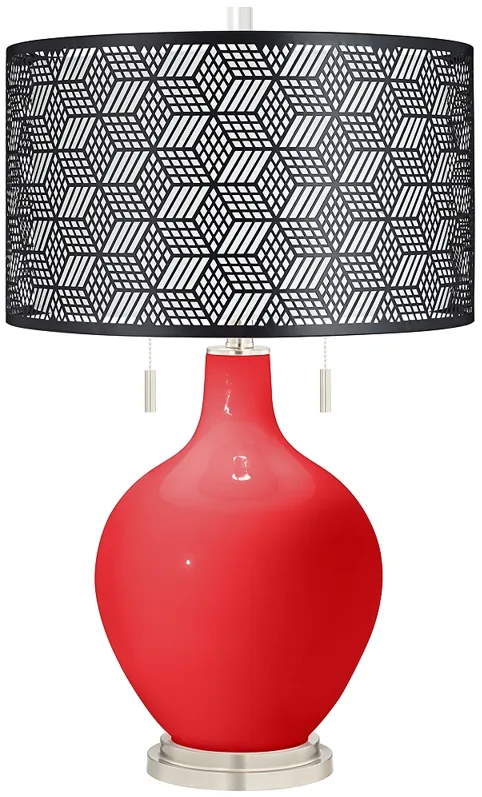 Poppy Red Toby Table Lamp With Black Metal Shade
