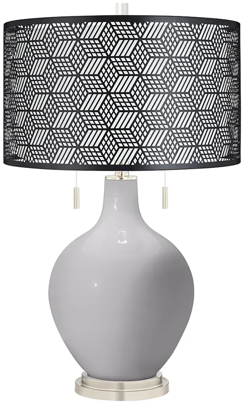 Swanky Gray Toby Table Lamp With Black Metal Shade