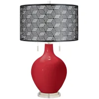Ribbon Red Toby Table Lamp With Black Metal Shade