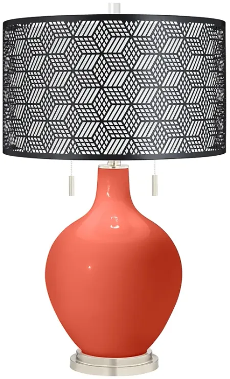 Celosia Orange Toby Table Lamp With Black Metal Shade