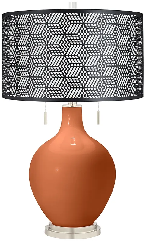 Robust Orange Toby Table Lamp With Black Metal Shade