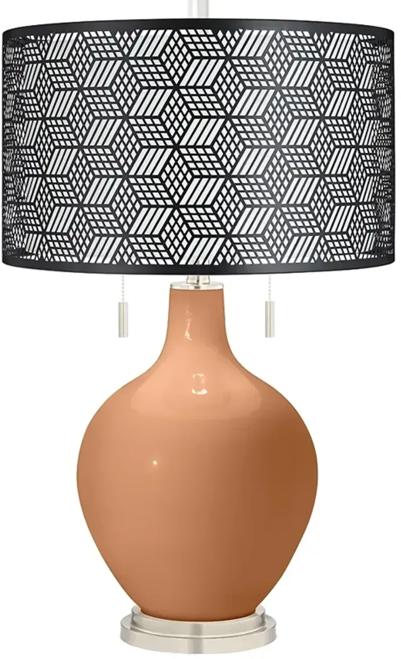 Burnt Almond Toby Table Lamp With Black Metal Shade