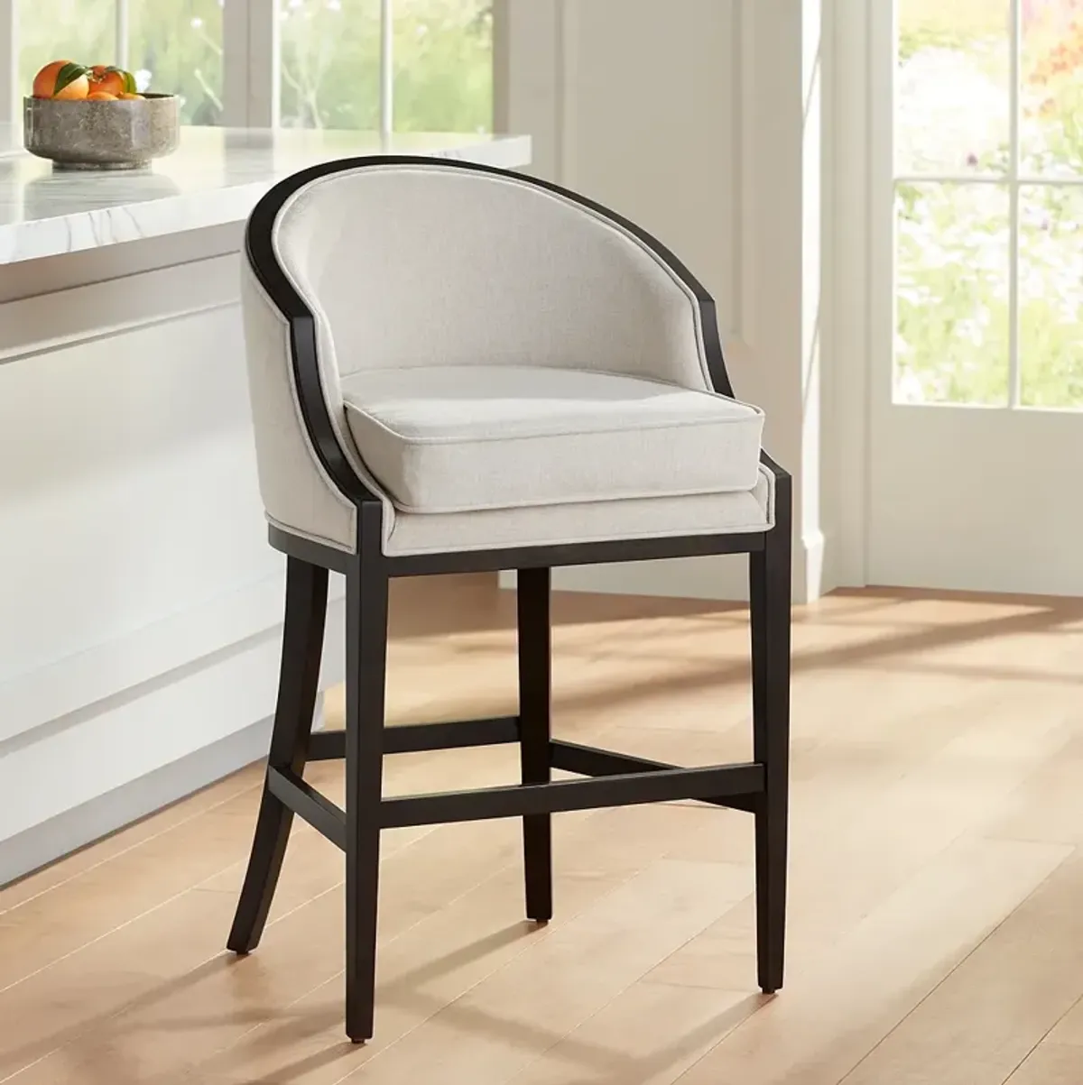 55 Downing Street Jasper 31" High Oatmeal Fabric Bar Chair Stool