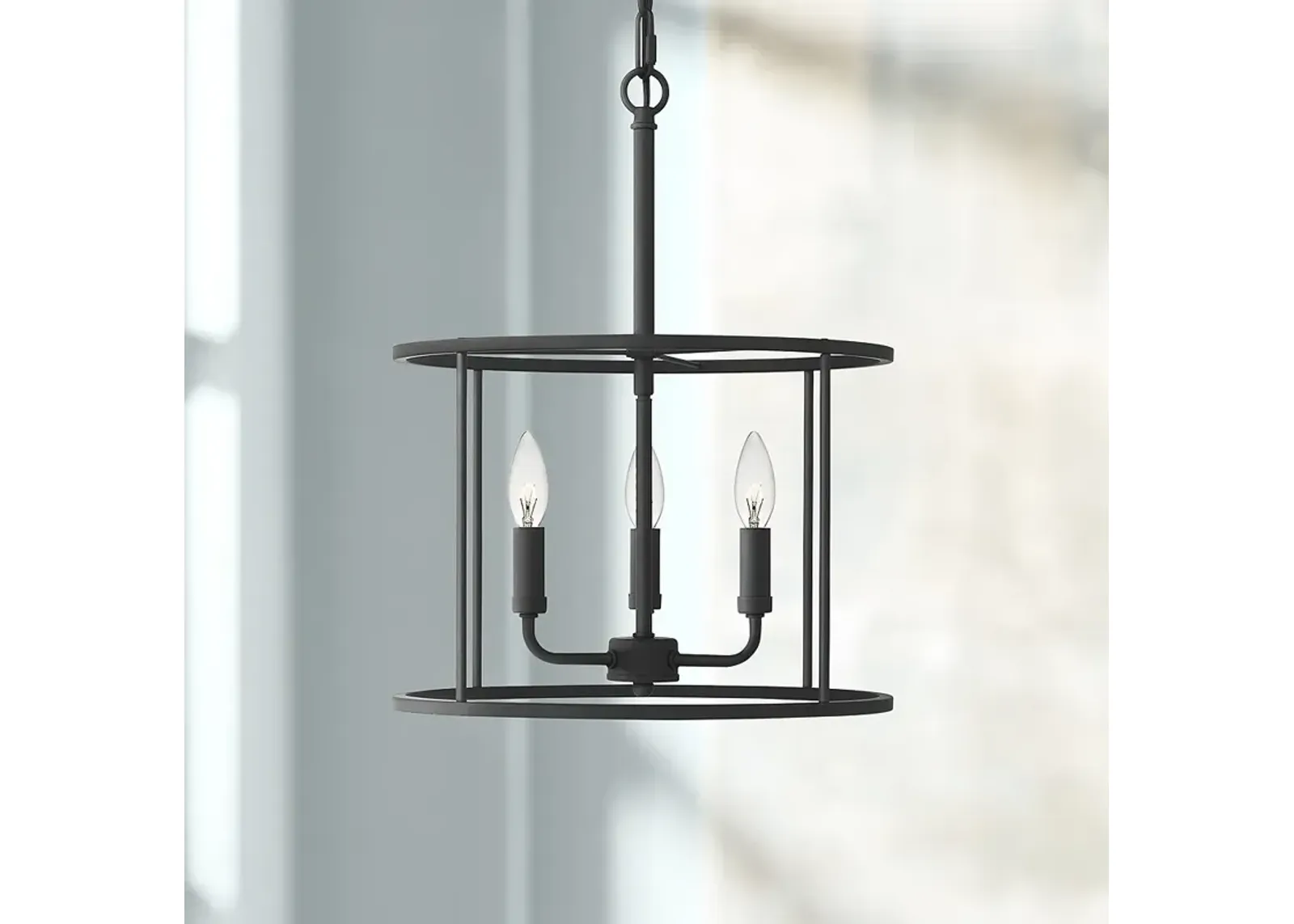 Quoizel Abner 14" Wide Matte Black 3-Light Pendant