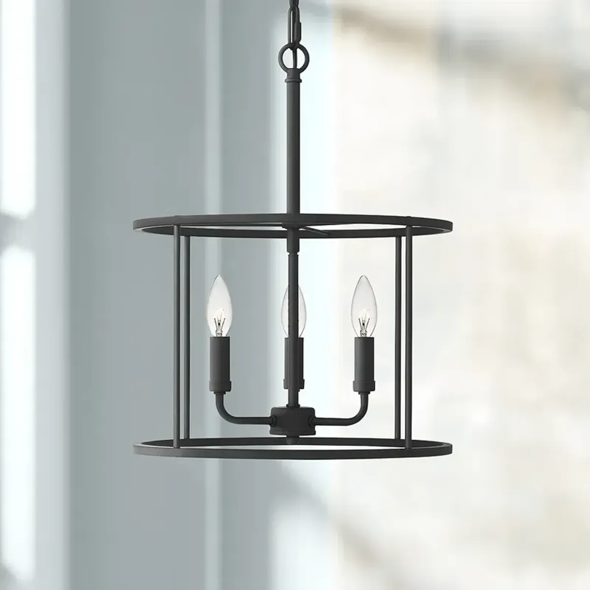 Quoizel Abner 14" Wide Matte Black 3-Light Pendant