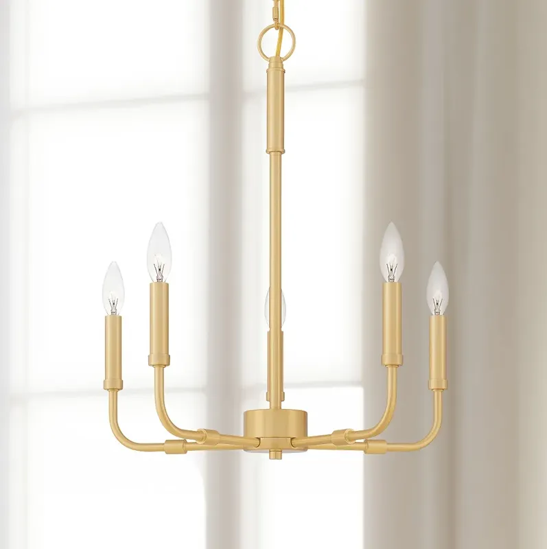 Quoizel Abner 18" Wide Aged Brass 5-Light Candelabra Chandelier