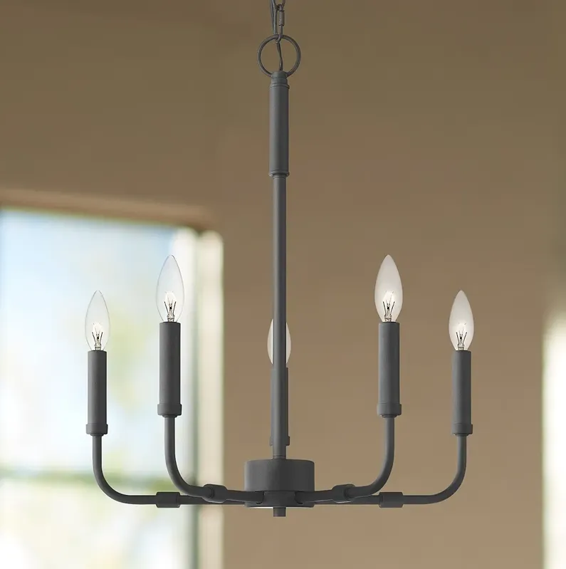 Quoizel Abner 18" Wide Matte Black 5-Light Candelabra Chandelier