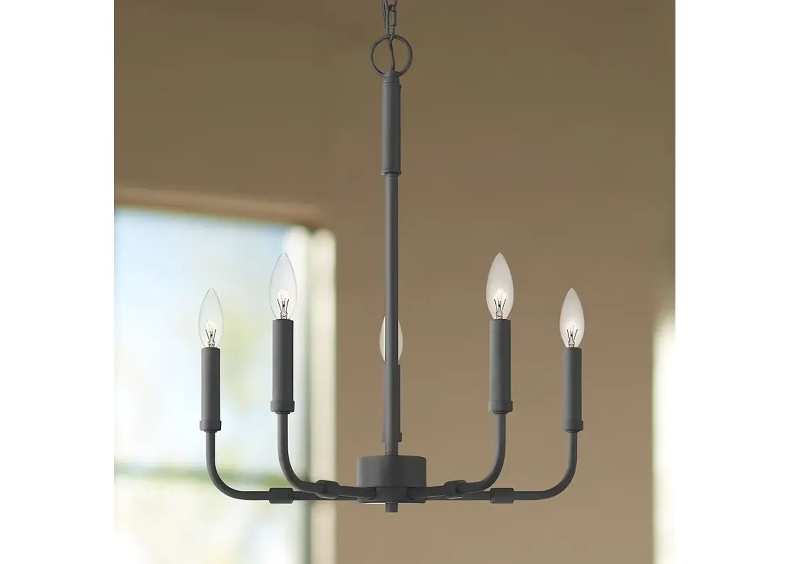 Quoizel Abner 18" Wide Matte Black 5-Light Candelabra Chandelier