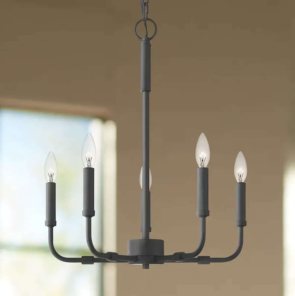 Quoizel Abner 18" Wide Matte Black 5-Light Candelabra Chandelier