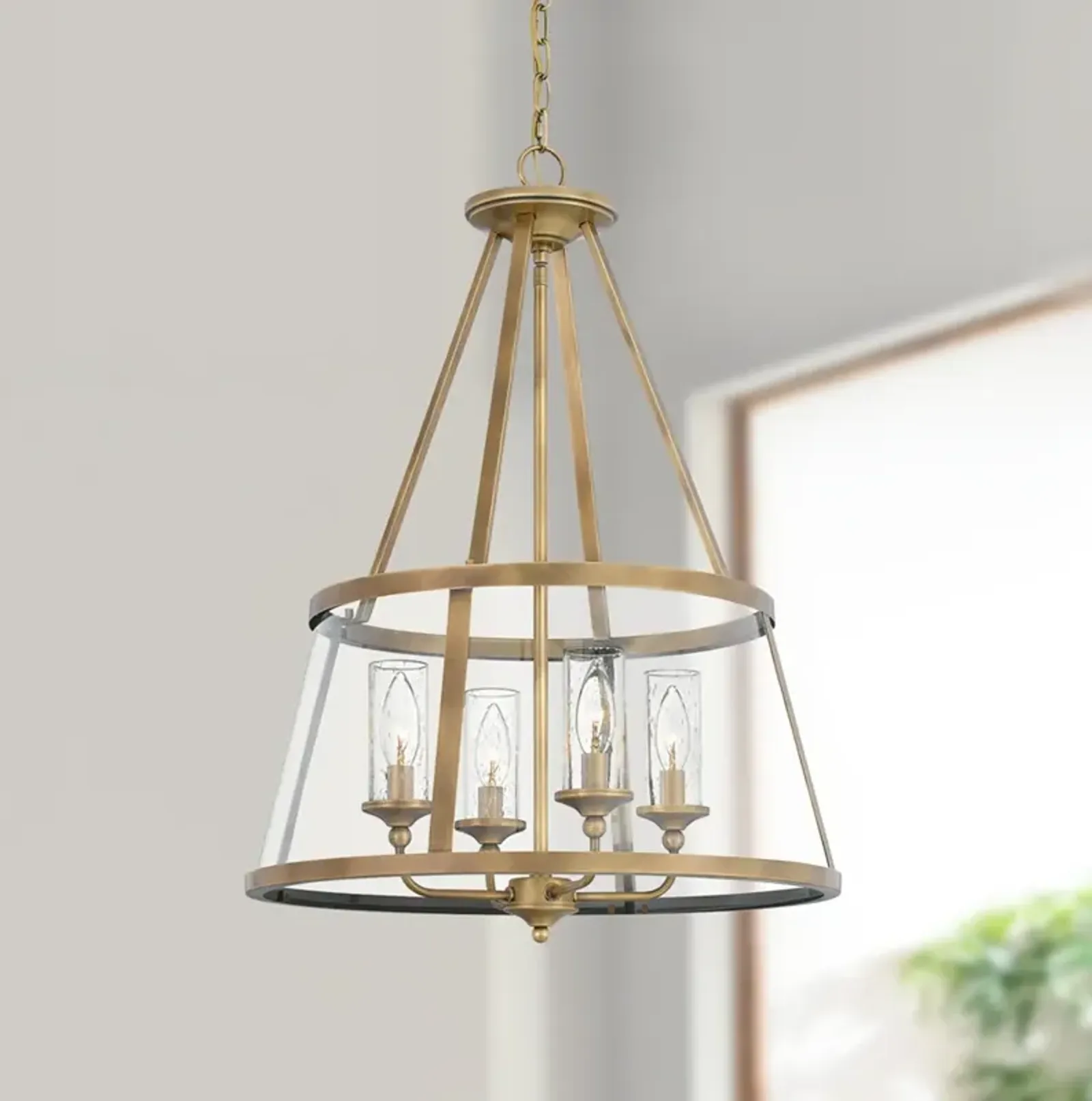 Quoizel Barlow 20" Wide Weathered Brass and Glass 4-Light Pendant