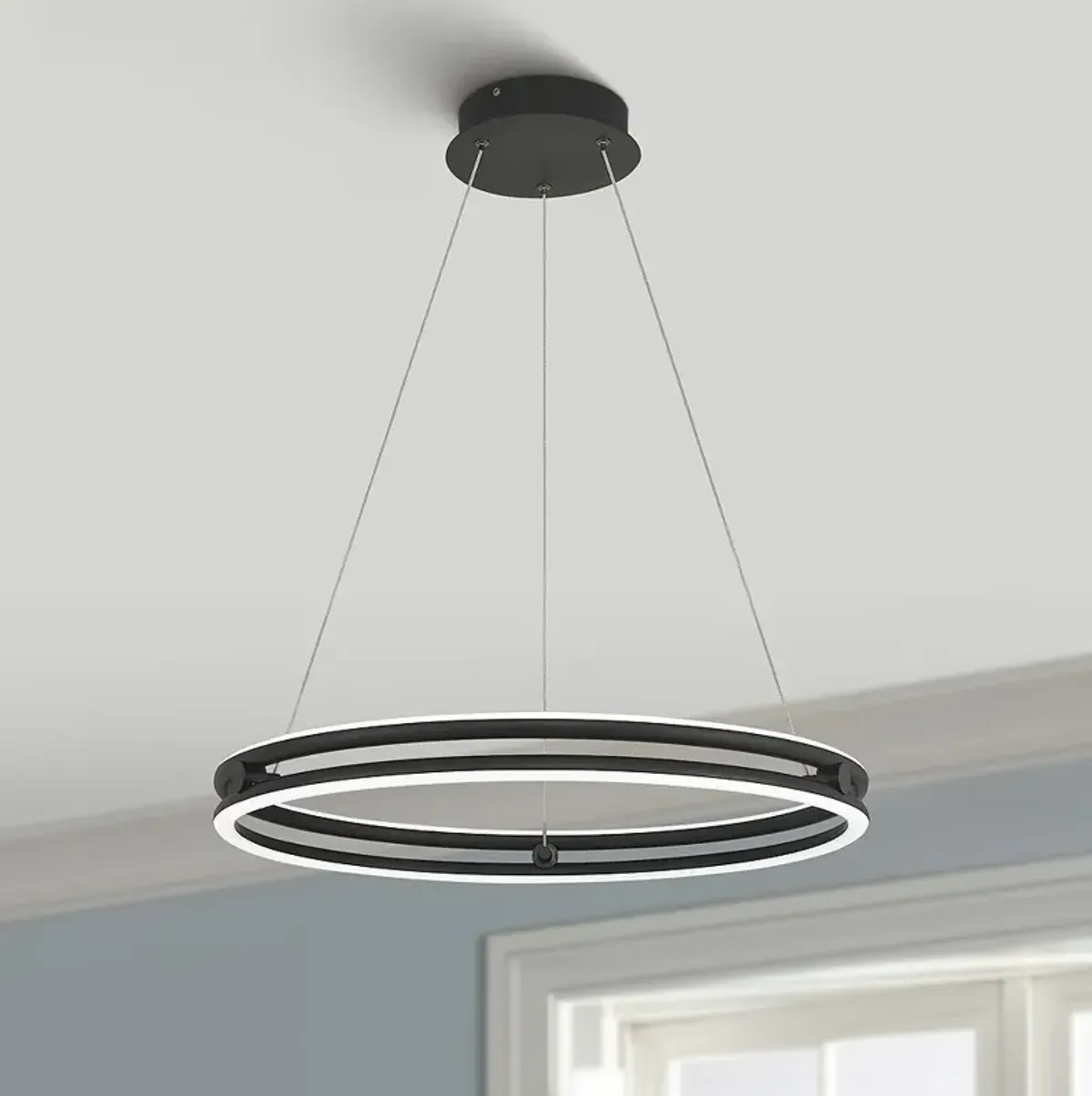 Quoizel Graves 24" Wide Matte Black LED Pendant Light