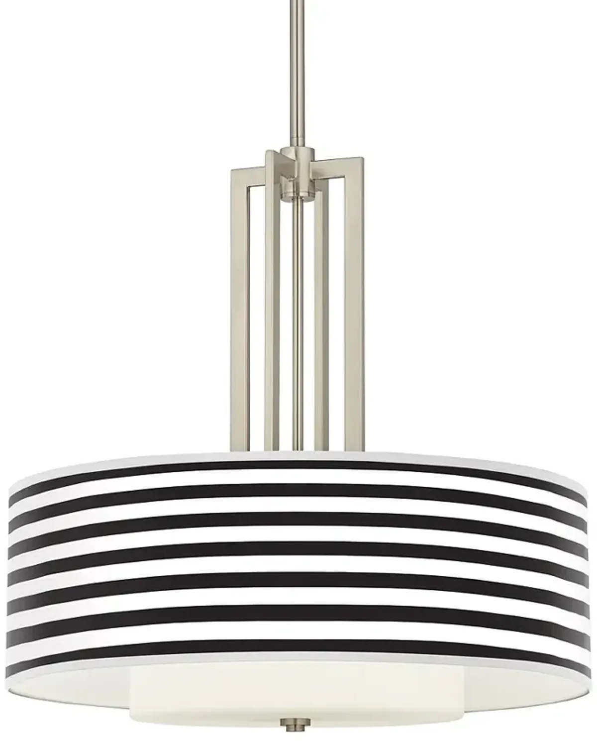 Black Horizontal Stripe Carey 24" Brushed Nickel 4-Light Chandelier