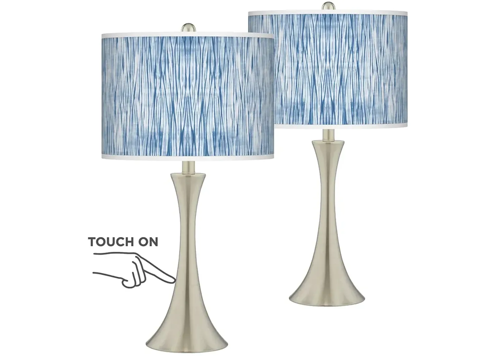 Beachbomb Trish Brushed Nickel Touch Table Lamps Set of 2