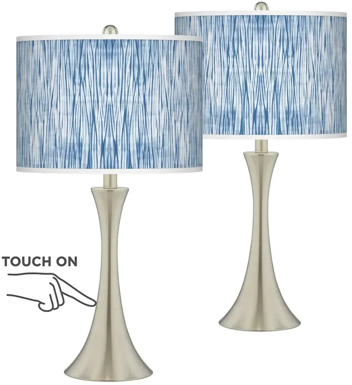 Beachbomb Trish Brushed Nickel Touch Table Lamps Set of 2