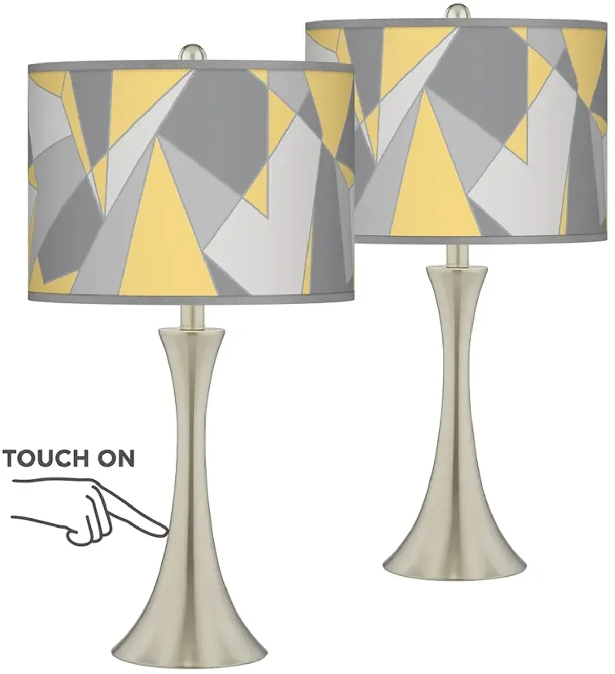 Modern Mosaic Ii Trish Brushed Nickel Touch Table Lamps Set of 2