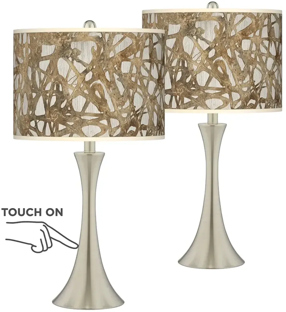 Organic Nest Trish Brushed Nickel Touch Table Lamps Set of 2